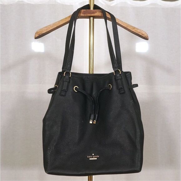 Kate Spade Black Pebbled Leather Bucket Bag - Picture 2 of 8